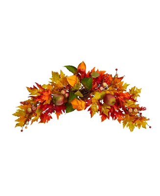 38" Autumn Maple Leaf Berry Artificial Swag