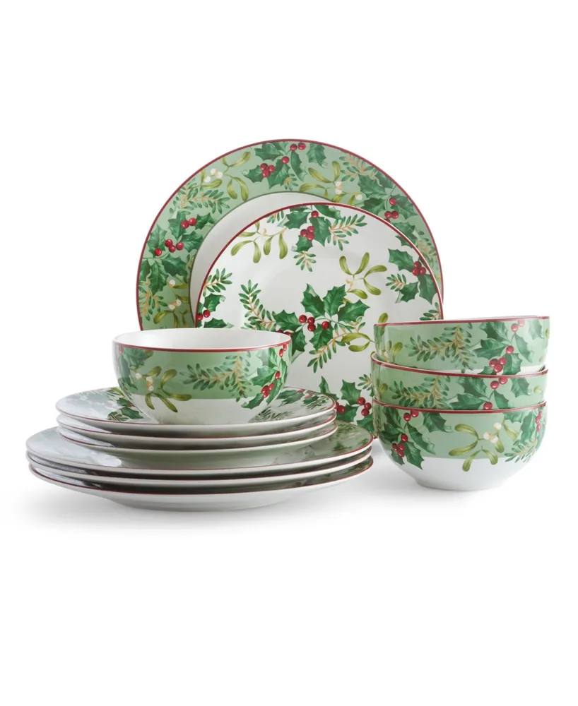 222 Fifth Christmas Foliage 12 Pc. Dinnerware Set, Service for 4