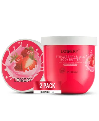 Lovery Strawberry Milk Whipped Body Butter, 2-Pack Body Care Set