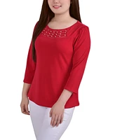 Women's Crepe Knit Top with Strip Details