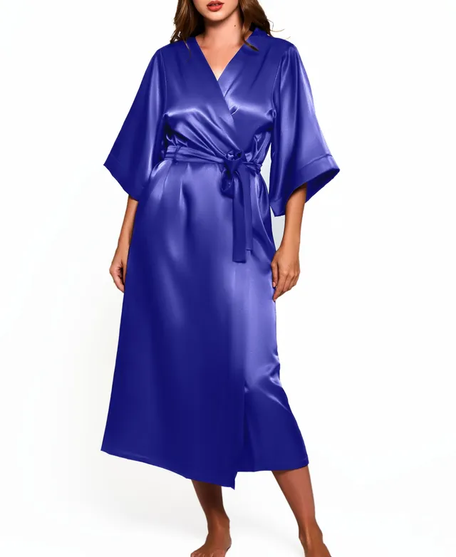 Eileen West Satin & Lace Long Wrap Robe