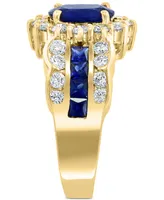 Effy Sapphire (2-1/4 ct. t.w.) & Diamond (1-1/10 ct. t.w.) Halo Statement Ring in 14k Gold