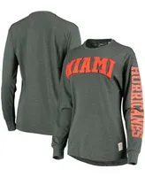 Pressbox Women's Miami Hurricanes Two-Hit Canyon Long Sleeve T-Shirt