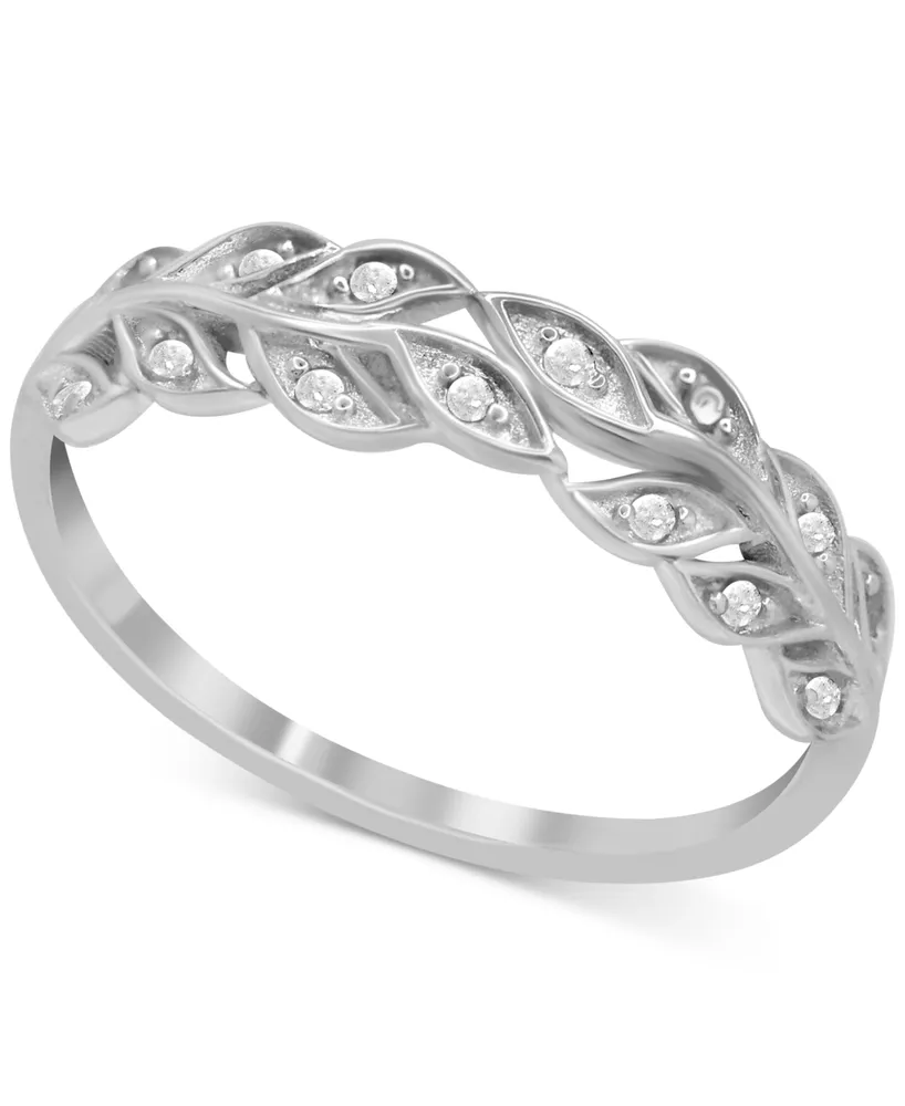 Diamond Leaf Band (1/10 ct. t.w.) Sterling Silver