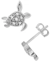 Diamond Turtle Stud Earrings (1/10 ct. t.w.) in Sterling Silver