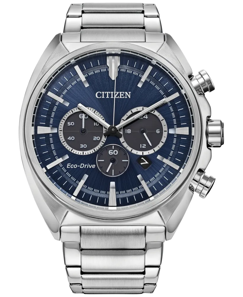 Citizen Men's Chronograph Eco Drive Sport Stainless Steel Bracelet Watch 45mm, Created for Macy's