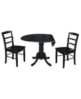 42" Dual Drop Leaf Table with Ladder Back Dining Chairs