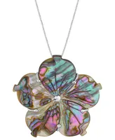 Abalone Shell Flower 18" Pendant Necklace in Sterling Silver