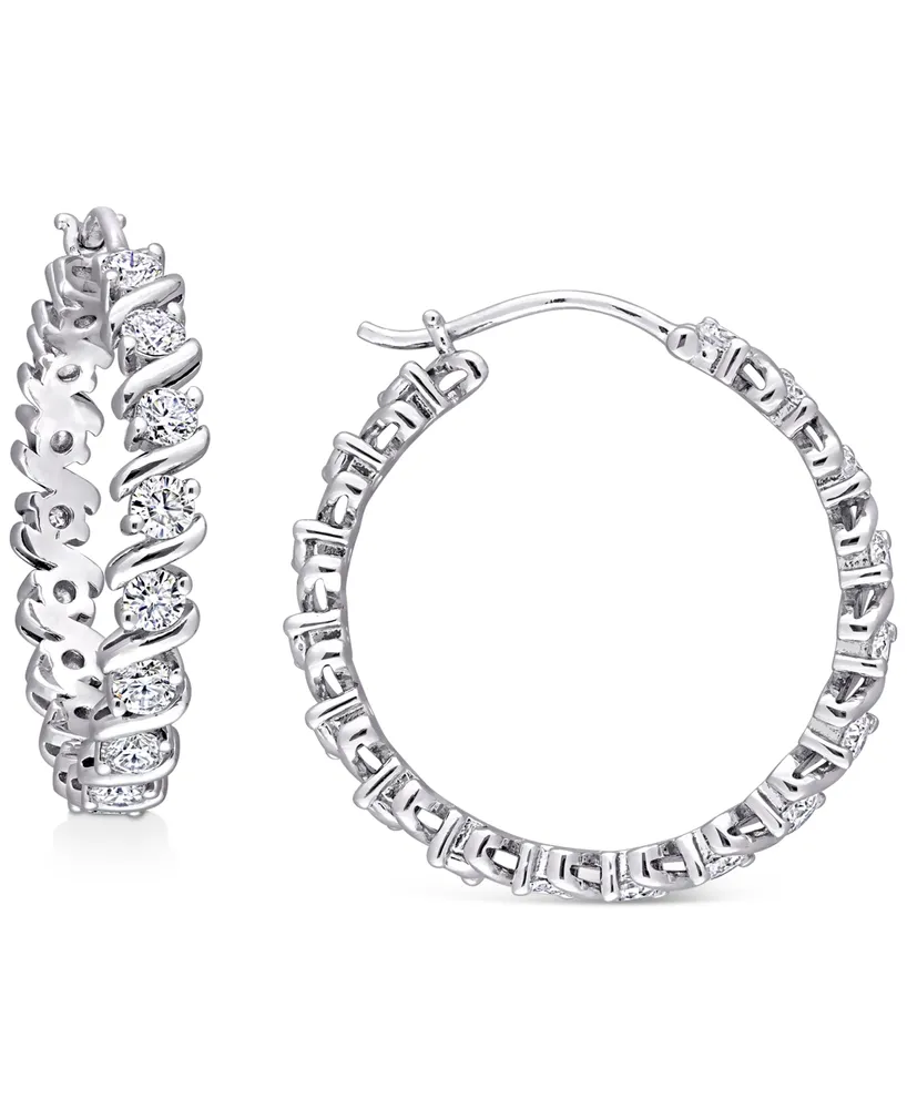 Moissanite Swirl Small Hoop Earrings (1-1/4 ct. t.w.) in Sterling Silver, 1"