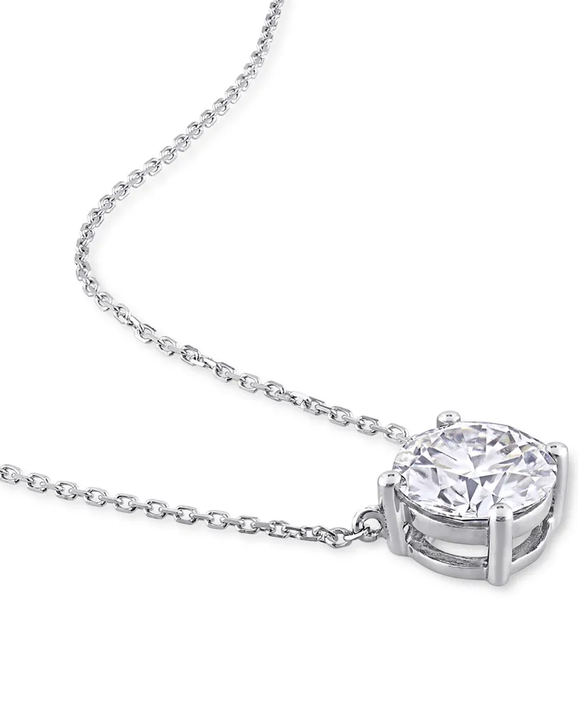 Lab-Grown Moissanite Solitaire 17" Pendant Necklace (1-3/4 ct. t.w.) in 14k White Gold