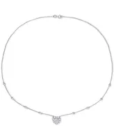 Lab-Grown Moissanite Heart Halo 18" Pendant Necklace (2 ct. t.w.) in Sterling Silver