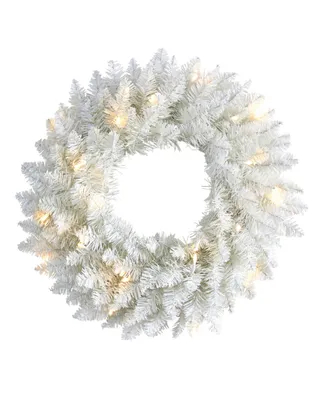 Colorado Spruce Artificial Christmas Wreath with Bendable Branches and Warm Led Lights