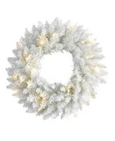 Colorado Spruce Artificial Christmas Wreath with Bendable Branches and Warm Led Lights