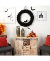 30" Halloween Black Raven Twig Wreath