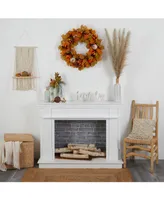 30" Autumn Pumpkin and Maple Leaf Artificial Fall Wreath