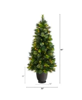 Oregon Pine Artificial Christmas Artificial in Decorative Planter with 250 Bendable Branches and 100 Warm Lights, 4.5'