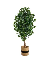 6' Ficus Artificial Tree with Natural Trunk in Planter