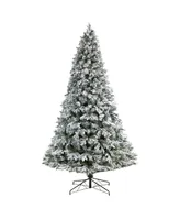 Flocked Vermont Mixed Pine Artificial Christmas Tree with Led Lights and Bendable Branches