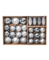 Holiday Christmas 23 Piece Lux Shatterproof Ornament Set - Silver