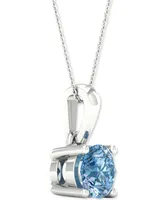 Forever Grown Diamonds Lab-Created Blue Diamond Solitaire 18" Pendant Necklace (1/3 ct. t.w.) in Sterling Silver