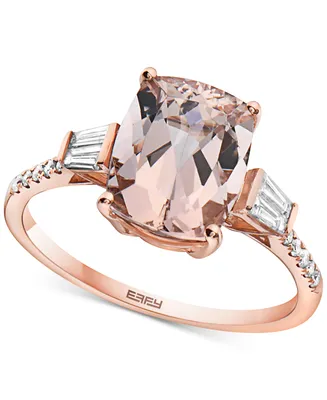 Effy Morganite (3-1/6 ct. t.w.) & Diamond (1/4 ct. t.w.) Ring in 14k Rose Gold