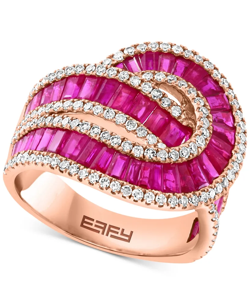 Effy Ruby (3-1/4 ct. t.w.) & Diamond (5/8 Swirl Statement Ring 14k Rose Gold