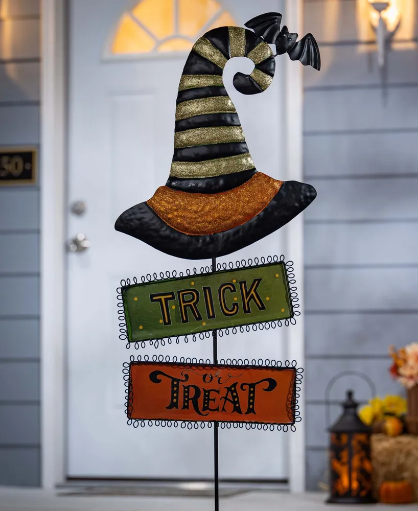 Gerson International 38.78" Witch's Hats with Halloween Signs Yard Stake Set, 2 Pieces