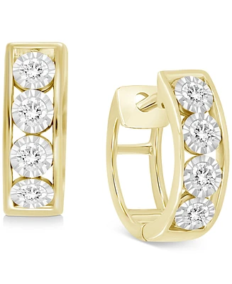 Men's Diamond Extra Small Huggie Hoop Earrings (1/4 ct. tw) in 10k Gold 12mm (Also in 10k White Gold)