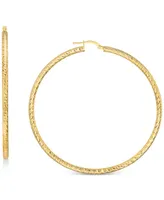 Textured Large Hoop Earrings in 10k Gold 60mm