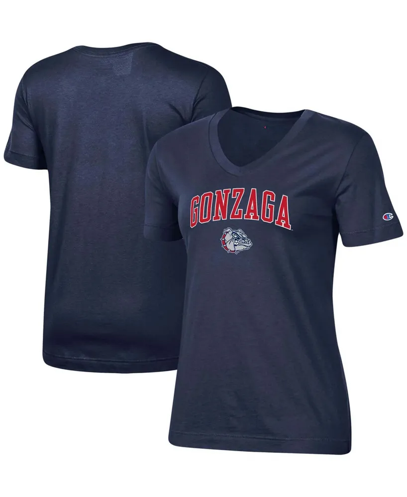 Women's Navy Gonzaga Bulldogs University Arch Logo V-Neck T-shirt