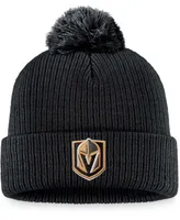 Men's Black Vegas Golden Knights Core Primary Logo Cuffed Knit Hat with Pom