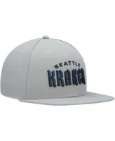 Men's Gray Seattle Kraken Wordmark Logo Snapback Hat