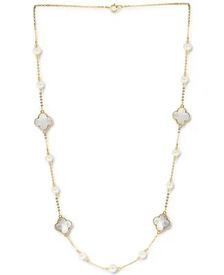 Effy Mother-of-Pearl & Freshwater Pearl (4-1/2mm) 18" Necklace in 14k Gold