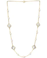 Effy Mother-of-Pearl & Freshwater Pearl (4-1/2mm) 18" Necklace in 14k Gold