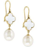 Effy Mother-of-Pearl & Freshwater Pearl (9-1/2mm) Drop Earrings in 14k Gold