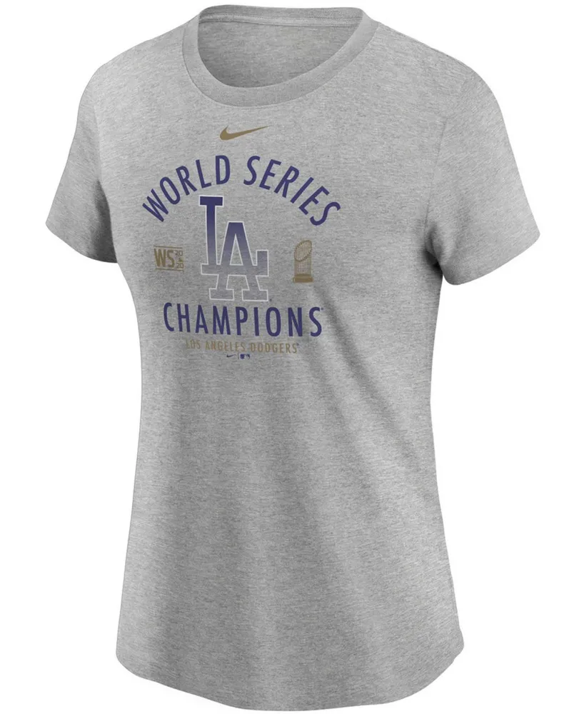 Women's Heather Charcoal Los Angeles Dodgers 2020 World Series Champions T-shirt