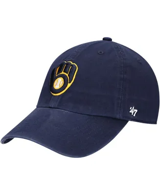 Youth Navy Milwaukee Brewers Team Logo Clean Up Adjustable Hat