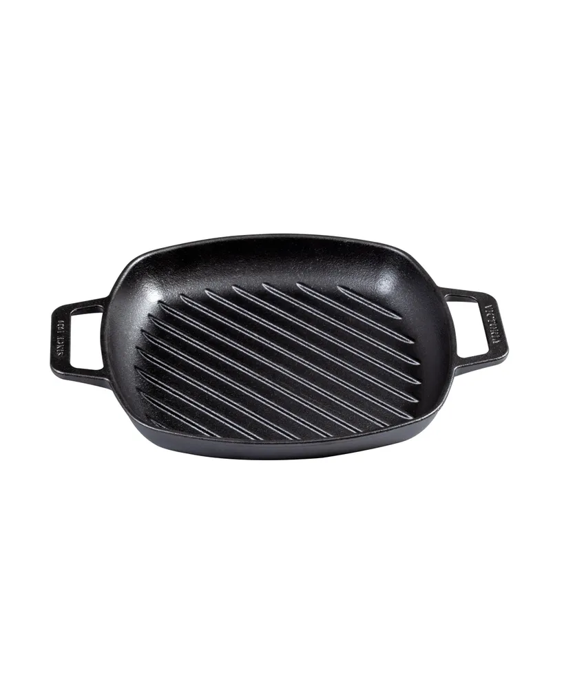 Victoria 10in Square Grill Pan with Double Loop Handles, Seasoned