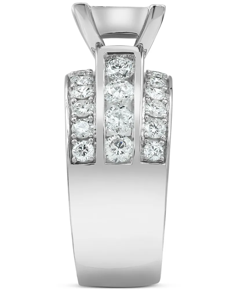 Diamond Princess Cluster Channel-Set Engagement Ring (3 ct. t.w.) in 14k White Gold