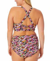 Salt Cove Plus Trendy Plus Size Ditsy Print X Back Bikini Top Bottoms Created For Macys