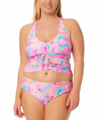 Salt Cove Plus Size Tie Dye Tankini Top Bikini Bottoms