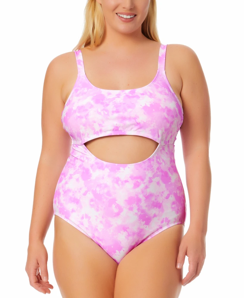 Salt + Cove Trendy Plus Tie-Dye Cutout One-Piece Swimsuit, Created for Macy's