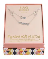 Fao Schwarz Fine Silver Plated Love and Mama Necklace Set, 2 Piece