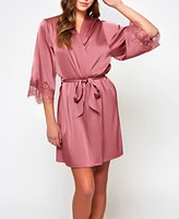 Women's Charlotte Satin and Lace Short Robe