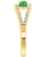 Effy Dyed Green Jade & Diamond (1/4 ct. t.w.) Openwork Ring in 14k Gold