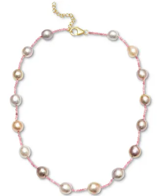 Multicolor Cultured Freshwater Pearl (10-13mm) & Pink Tourmaline (8-5/8 ct. t.w.) 20" Statement Necklace in 14k Gold-Plated Sterling Silver