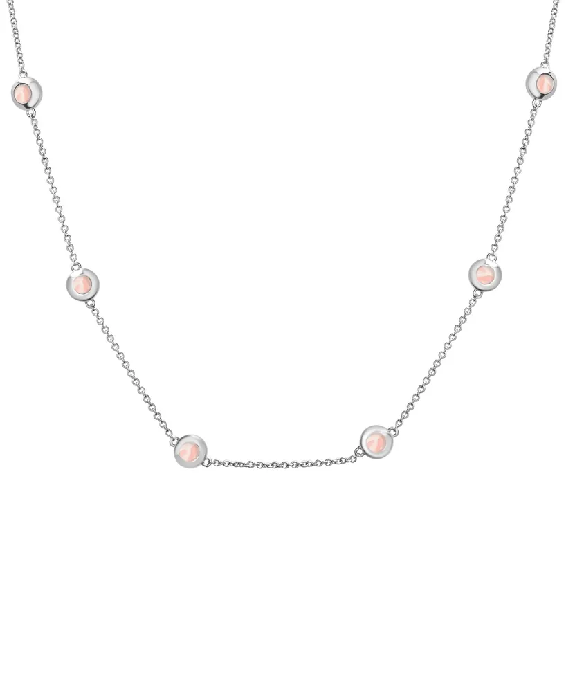 Mother-of-Pearl Station Collar Necklace in Sterling Silver, 17" + 1" extender