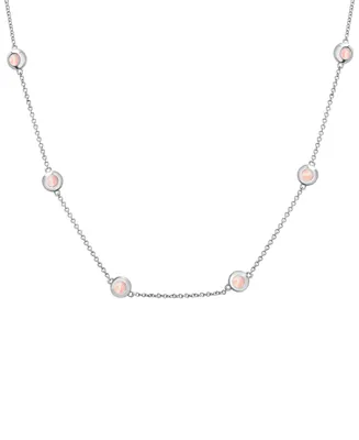 Mother-of-Pearl Station Collar Necklace in Sterling Silver, 17" + 1" extender