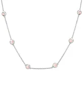 Mother-of-Pearl Station Collar Necklace in Sterling Silver, 17" + 1" extender