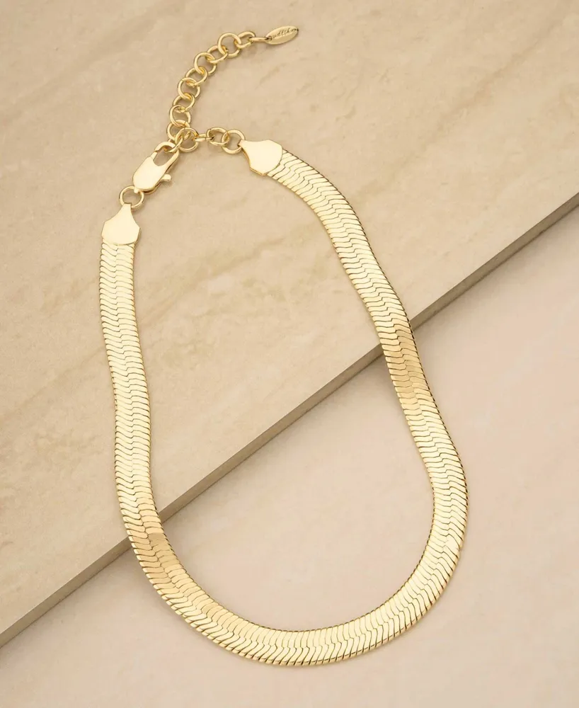 Ettika Gold-Plated Flat Snake Chain Necklace - Gold